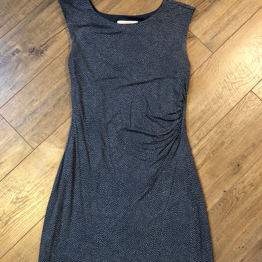 Loft blue/white dress with side ruching.